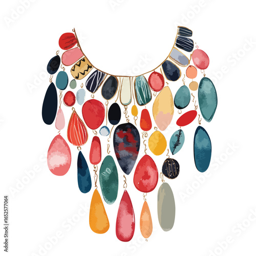 Colorful Gemstone Necklace with Teardrop and Oval Pendants Gold Chain
