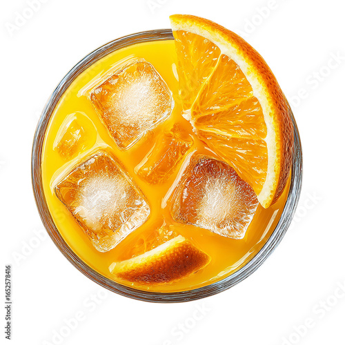 Refreshing orange juice drinke on transparent background