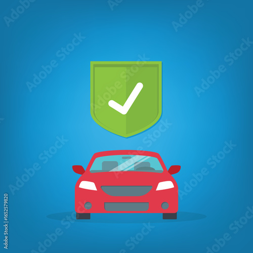Car insurance document, report. Paper agreement checklist or loan checkmarks form list approved with automobile icon, vehicle financial, car dealership legal deal.	