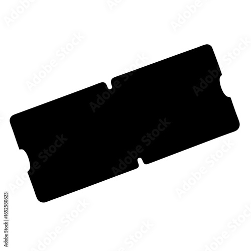 Black ticket stub with cut out corners for easy separation and use