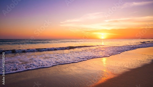 Wallpaper Mural Beautiful Sunset Over Ocean Beach with Golden Sky and Crashing Waves Serene Coastal Landscape Torontodigital.ca