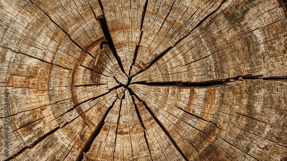 Fototapeta premium Inner wood grain of a felled tree revealed