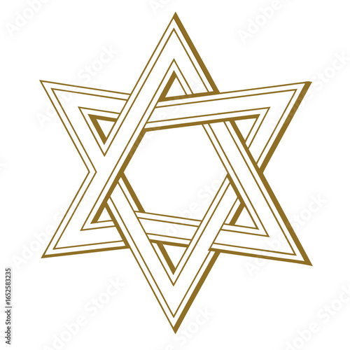 Golden star of david isolated on white background is a symbol of judaism and jewish identity, representing faith, culture, and spiritual connection