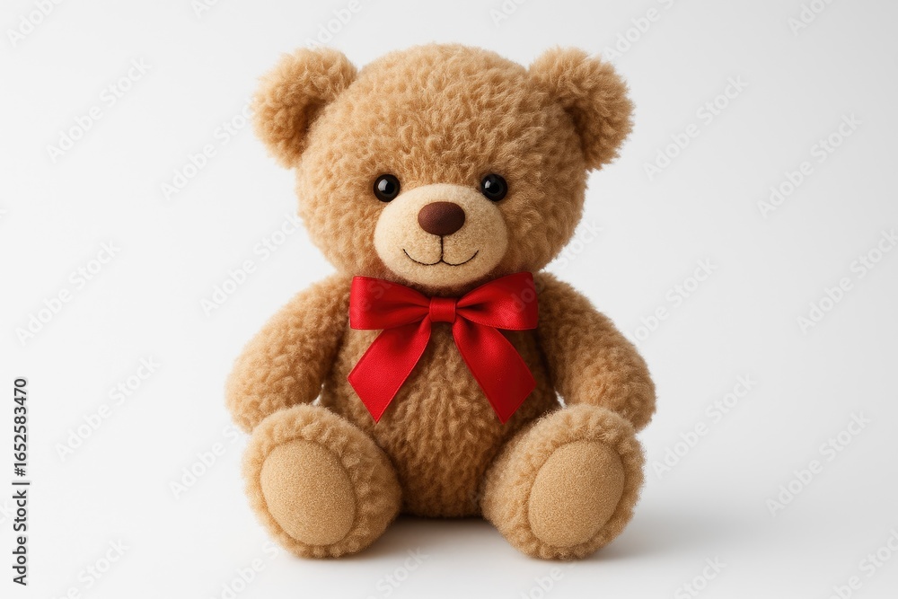 Fototapeta premium Cute stuffed bear adorned with a red bow tie