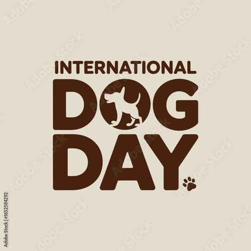 International Dog Day Celebration with Dog Silhouette and Text
