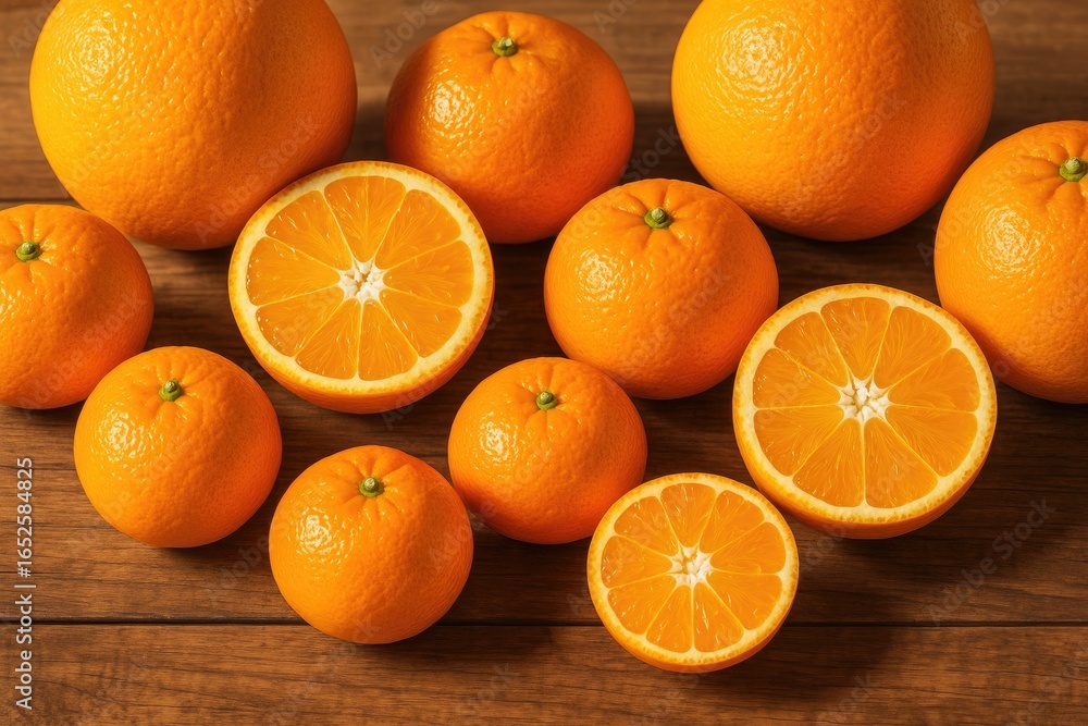 Wooden background featuring tangerines and oranges in detail Wooden background featuring tangerines and oranges in detail