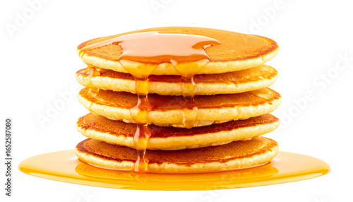 Wallpaper Mural Stack of golden pancakes with maple syrup dripping, isolated on transparent background Torontodigital.ca