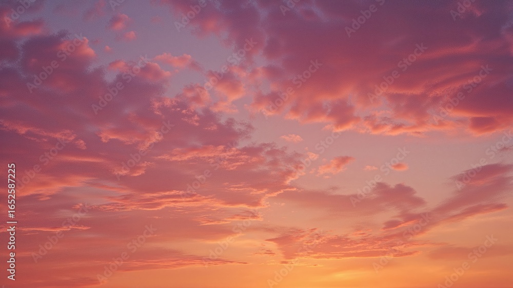 Obraz premium Twilight sky with vibrant clouds at sunset, Romantic summer evening background