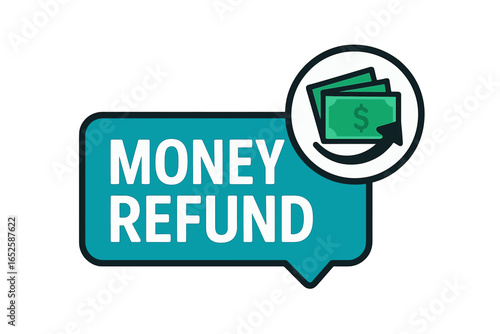 Money refund vector icon. Cashback service label for financial promotion. Return money, cash back rebate sticker. E-commerce and retail customer satisfaction guarantee symbol.