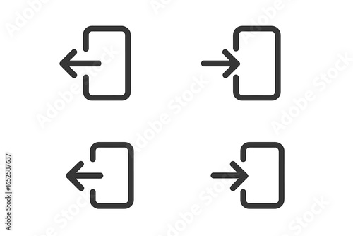 Login and logout line icon set. Simple vector symbols for user interface design. Sign in, sign out, enter, exit buttons for web and mobile app. Access control pictogram.
