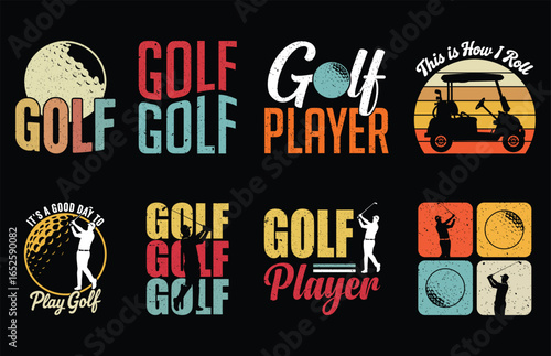 Golfing T-Shirt Design Clipart Bundle, Golf tshirt Vector template