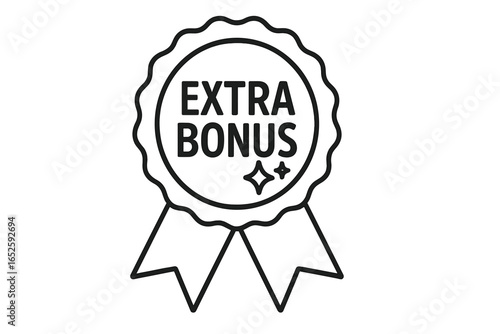 Extra bonus line icon. Special offer promotion badge. Reward prize for loyalty program member. Winner award label. Quality seal sticker. Vector illustration isolated emblem.
