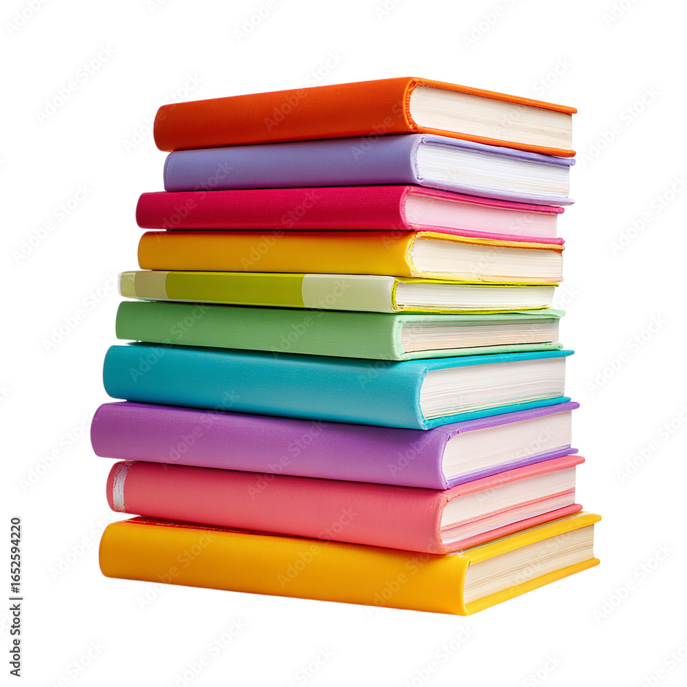 Stack of colorful books on transparent background Stack of colorful books on transparent background