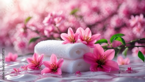 Wallpaper Mural Serene pink-themed spring spa still life arrangement Torontodigital.ca