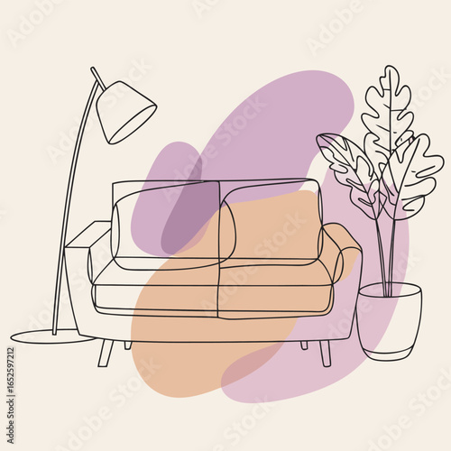 Living room line art vector art File