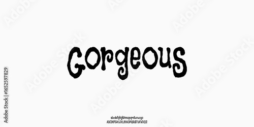 Gorgeous is a hand-drawn playful brush display typeface with whimsical curls and textured edges — perfect for branding, packaging, kids’ products, greeting cards, posters and headlines.sans.
