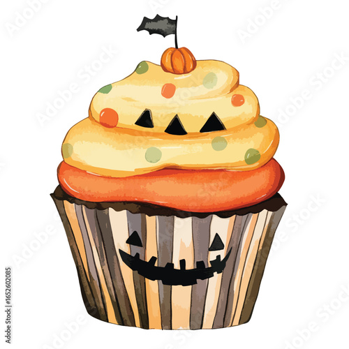 Halloween Pumpkin Cupcake with Festive Design
