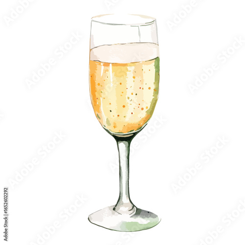HandPainted Champagne Flute Filled with Sparkling Drink