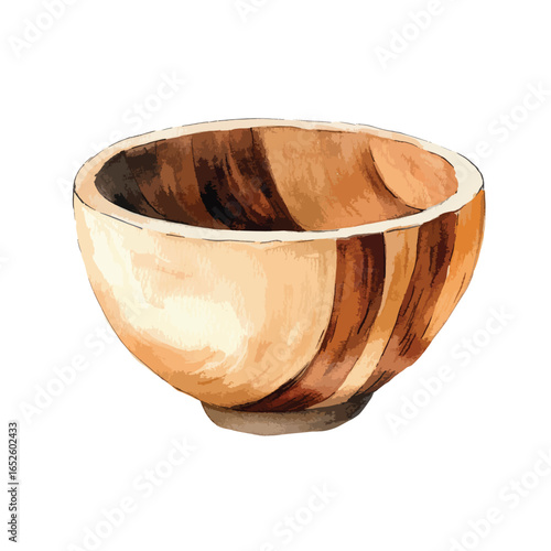 HandPainted Wooden Bowl with Intricate Wood Grain Design