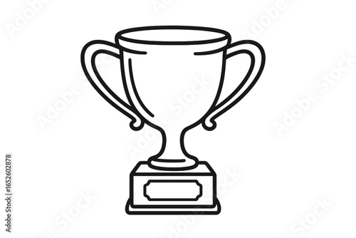 Trophy cup outline icon. Simple vector line art illustration. Award for winner, symbol of victory, success, achievement. First place prize for champion in competition.