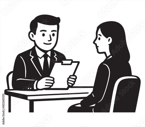 Job Interview Illustration – HR Recruitment and Candidate Selection Vector