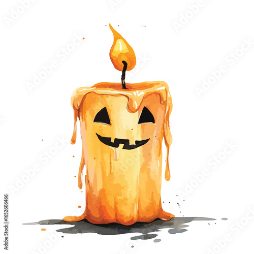 Melted Halloween Jackolantern Candle with Flame
