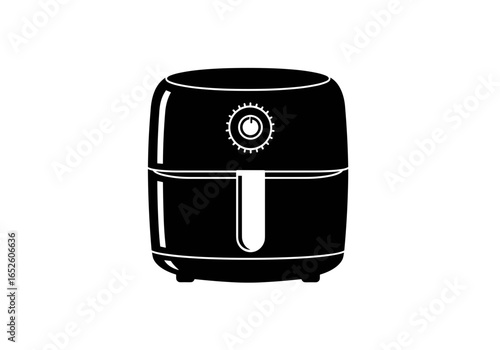 Air fryer kitchen appliance in minimalistic black design  