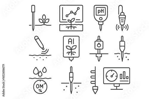 Soil activity vector meter sampling icons icon percentage analysis ai scanner graph