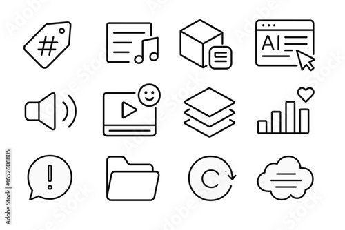 Content blog video vector library icon article digital ai cloud icons reviewer