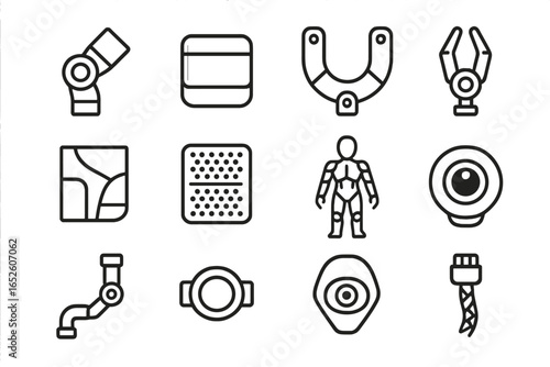 Arm tech limb joint aesthetic robot icon vector silhouette ring panel lines