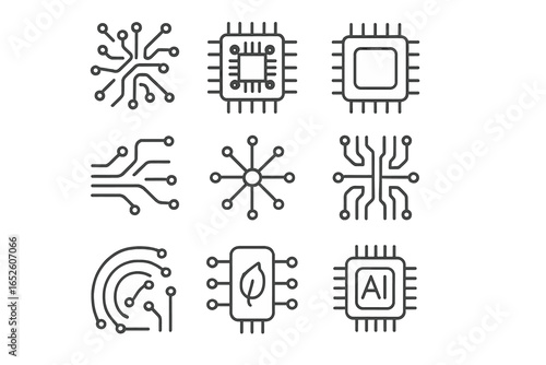 Flowing icons icon board mirrored symbolic grid circuit data pcb glowing lines