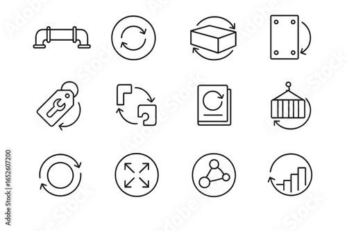 Vector system icons operation circular passport icon design cycle use reuse salvage