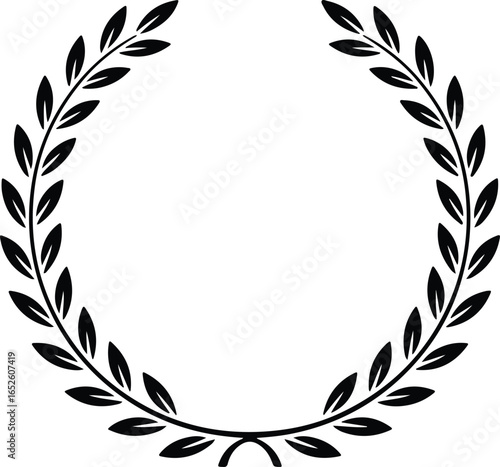 simple black laurel wreath icon representing victory success honor award recognition and achievement