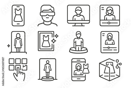 Wardrobe vector ar frame cloth switcher virtual icon fashion vr headset