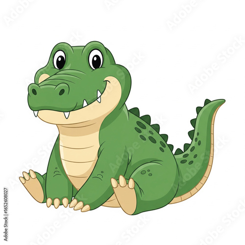 cute green crocodile cartoon animation