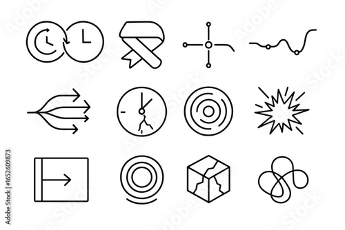 Vector pattern icons time layered icon event echo temporal window burst fold