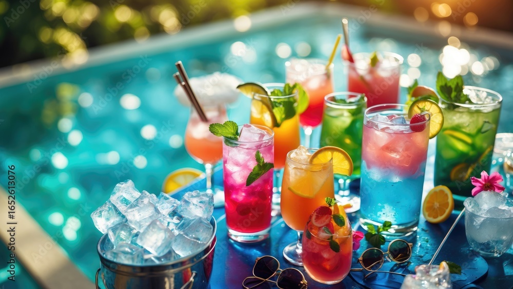 Fototapeta premium Delicious drinks to sip while lounging by the pool