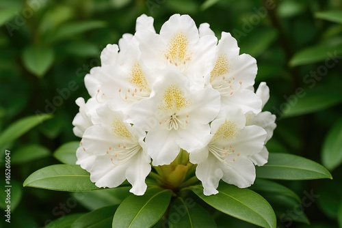 Close-up shot of a vibrant rhododendron bloom