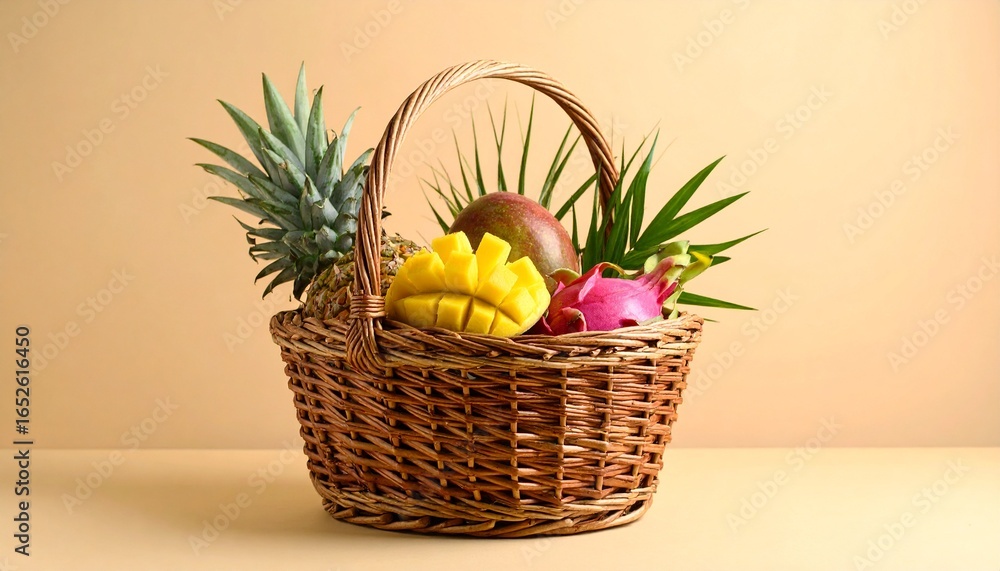 Obraz premium Tropical Freshness Basket of Exotic Fruits