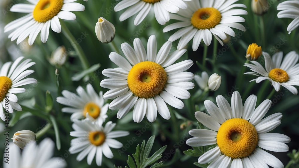 Fototapeta premium Macro shot highlighting the intricate details of a Daisy flower
