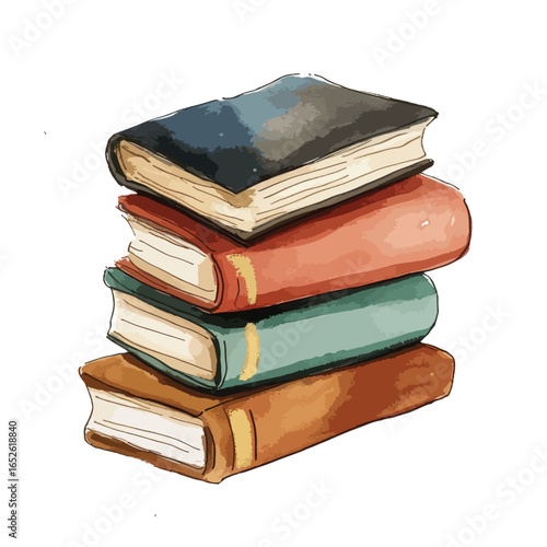 Stacked Watercolor Books with Varied Colors and Textured Pages
