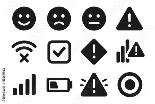 Emotion signal positive vector interference system calibration icon alert lost feedback icons