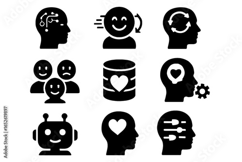 Advanced futuristic engine modulation icons virtual mode vector icon ai emotion neural