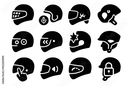 Lights led icon internal navigation augmented smart weather vector safety helmet camera