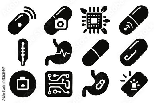 Pill smart capsule electronics edible icon icons vector monitor dissolvable ingestible digestible