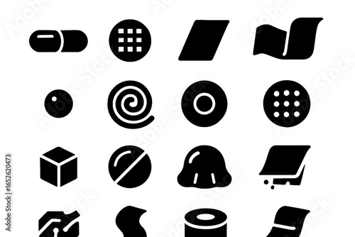 Flat patch form disc dissolving strip electronics icons wafer icon vector coated