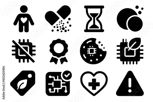 Sensor edible vector indicator electronics icon dosage signal biodegradable timer icons approval