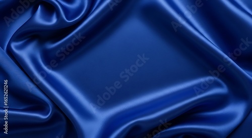Elegant Royal Blue Silk Fabric with Smooth Waves and Folds