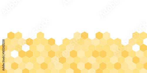Seamless border pattern with honeycomb. Cute beekeeping frame design isolated on white background. Vector illustration