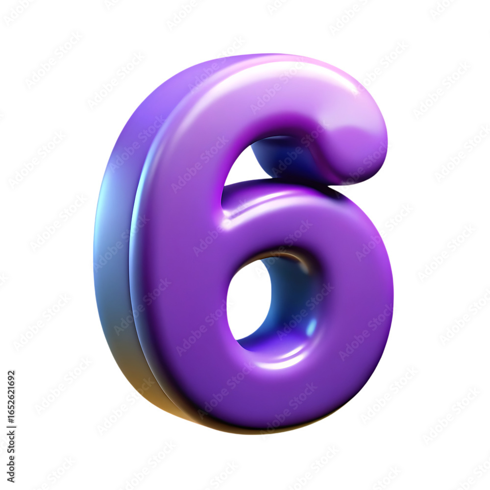 Shiny purple number six balloon isolated on transparent background Shiny purple number six balloon isolated on transparent background
